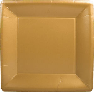 Caspari Solid Gold Square Paper Dinner Plate