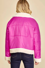Load image into Gallery viewer, Hot Pink Long Sleeve Sherpa Fleece Puffer Jacket
