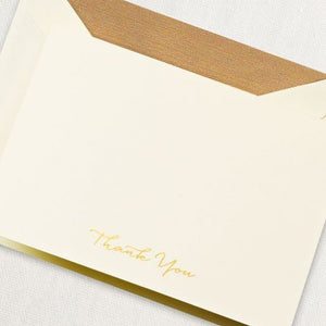 Crane Engraved Gold Script Thank You Note