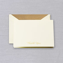 Load image into Gallery viewer, Crane Engraved Gold Script Thank You Note
