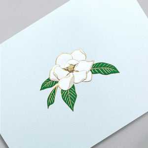 Crane Engraved Magnolia Blossom Note