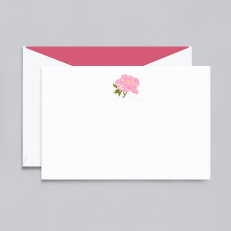 Crane Engraved Peony Correspondence Card