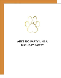 Birthday Pawty - Paw Print Paper Clip Greeting Card