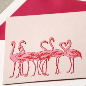 Crane Engraved Flamingos Note