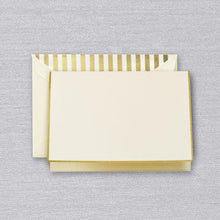 Load image into Gallery viewer, Crane Gold Bordered Ecru Note with Gold Stripe Lining
