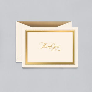 William Arthur Gold Beaded Border Holiday Thank You Note