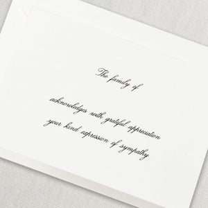 Crane Engraved Pearl White Sympathy Acknowledgement Note