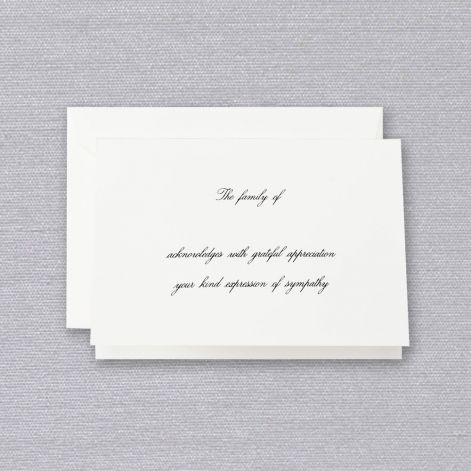 Crane Engraved Pearl White Sympathy Acknowledgement Note