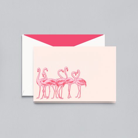 Crane Engraved Flamingos Note