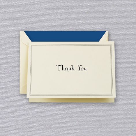 Crane Regent Blue Triple Hairline Thank You Note