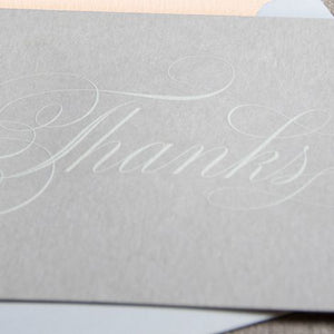 Vera Wang Taupe Engraved Script Thank You Note