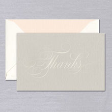 Load image into Gallery viewer, Vera Wang Taupe Engraved Script Thank You Note
